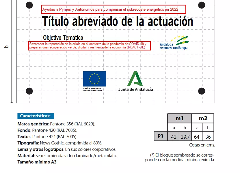 Placa de subvención de la Junta de Andalucía