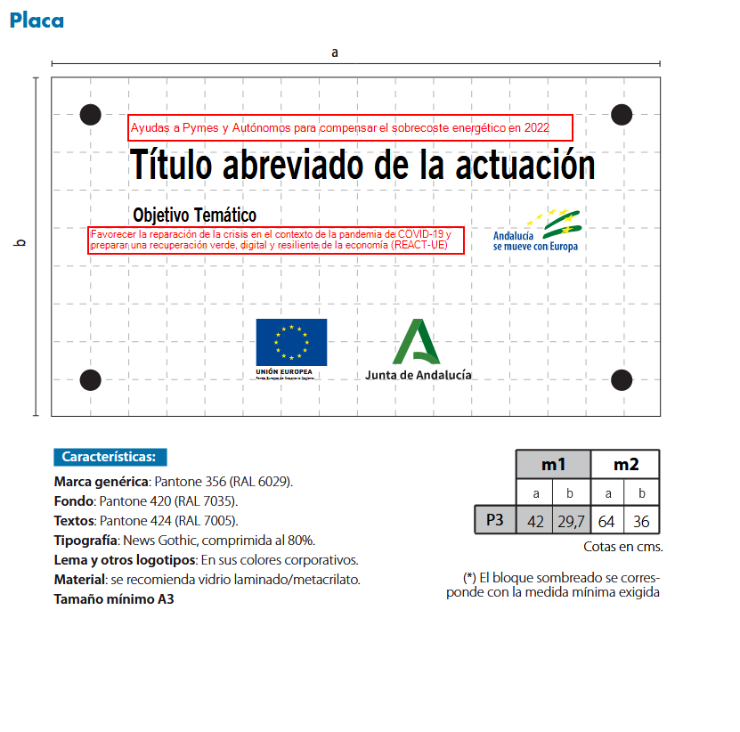 Placa de subvención de la Junta de Andalucía